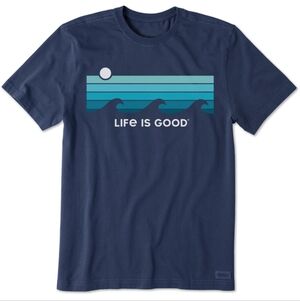 Life Is Good Men's Retro Wave Stripe Short Sleeve Tee, Large